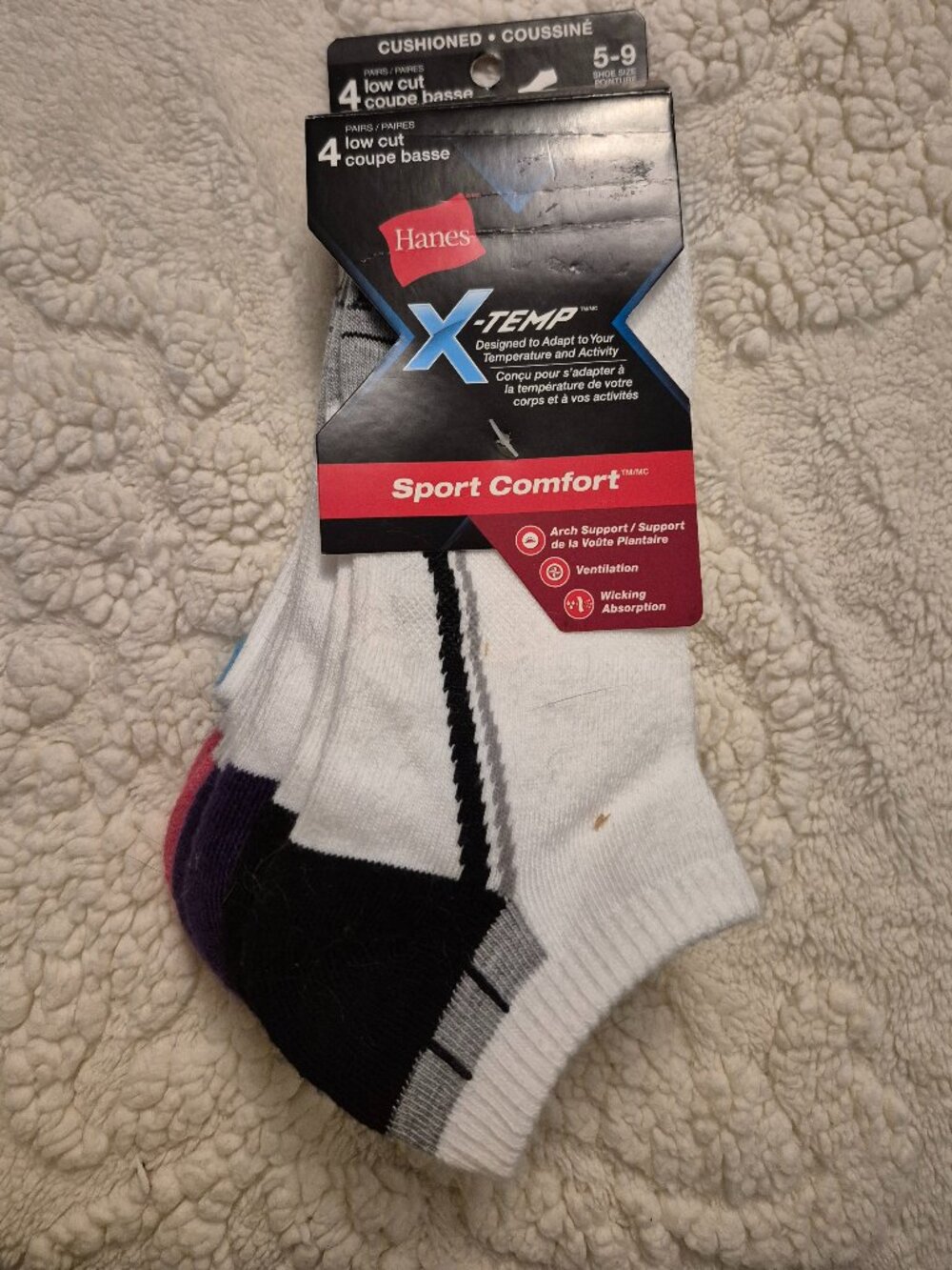 NWT 10 Pairs of Ankle Socks: 4-pack of Hanes X-Temp Sport Comfort & 6 MVP (5-9)
